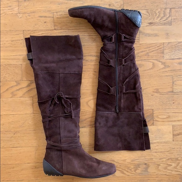 Brown Suede High Boots - Size 6 - Picture 1 of 8